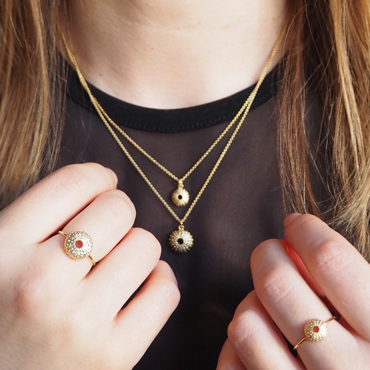 Mini Seeigel Ring Gold